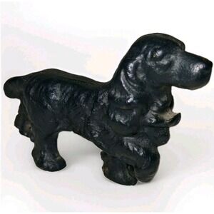 Cocker Spaniel Cast Iron Paperweight Paper Weight, Black Vintage